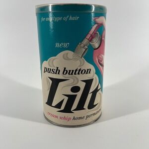 Vintage Lilt Push Button Cream Whip Permanent Kit Can - Cardboard Advertising